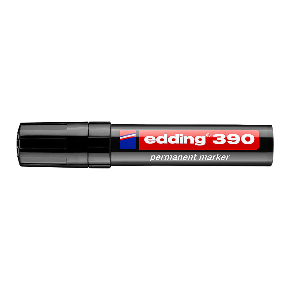 Marker permanent Edding 390, corp plastic, varf retezat 4-12 mm, negru Marker permanent Edding 390, corp plastic, varf retezat 4-12 mm, negru